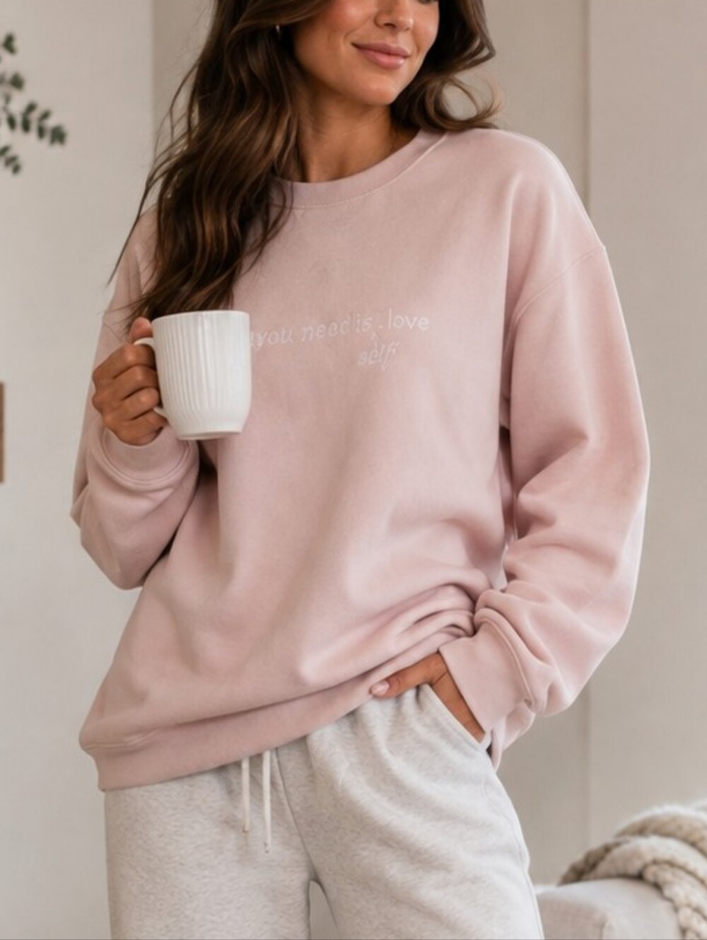 Brunette The Label Crewneck Sweatshirt M/L Oversized Pullover Cotton Blend